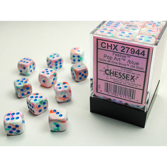 Chessex - 12mm D6 - Festive: Pop-Art/Blue